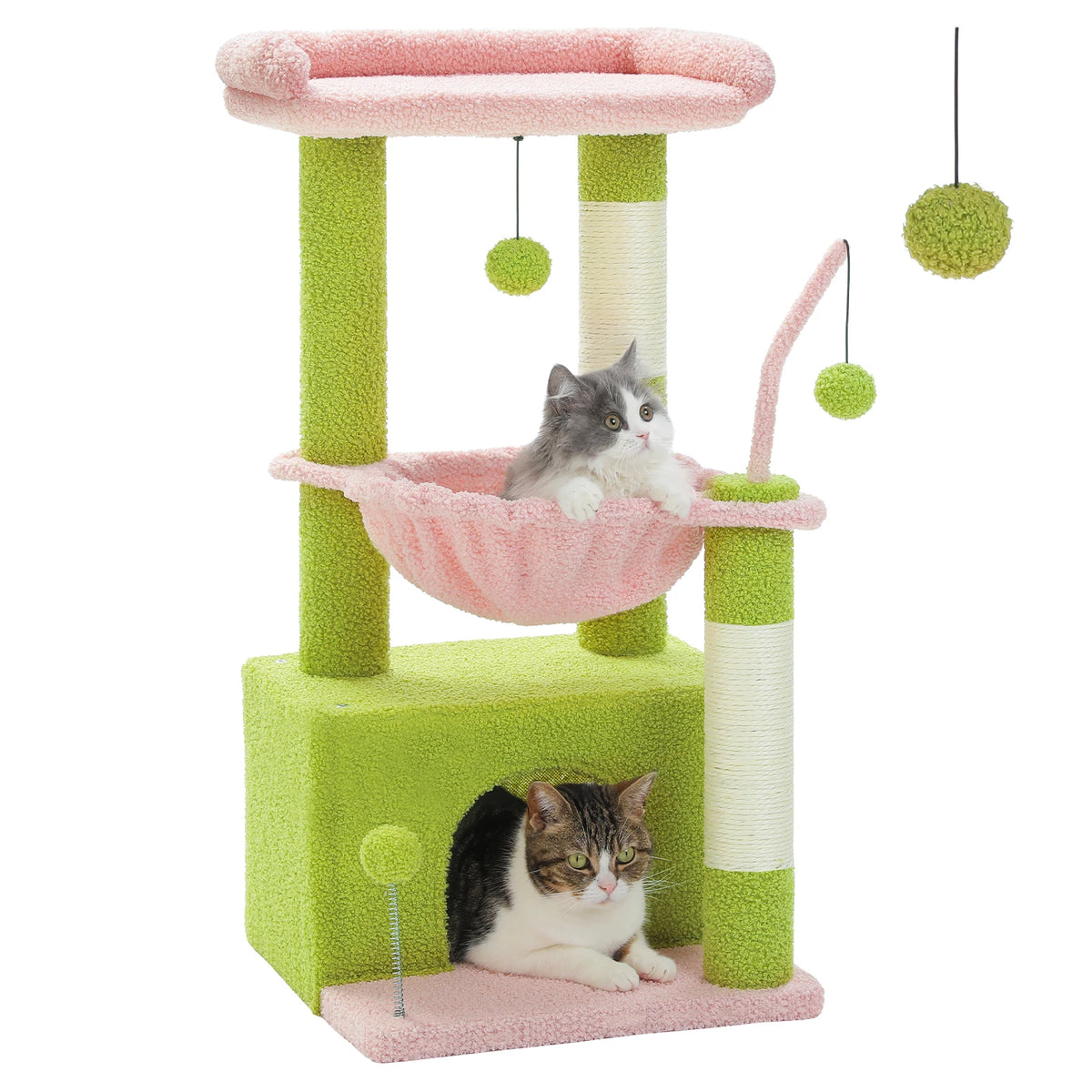 4-in-1 small cat tree close-up of plush platform
