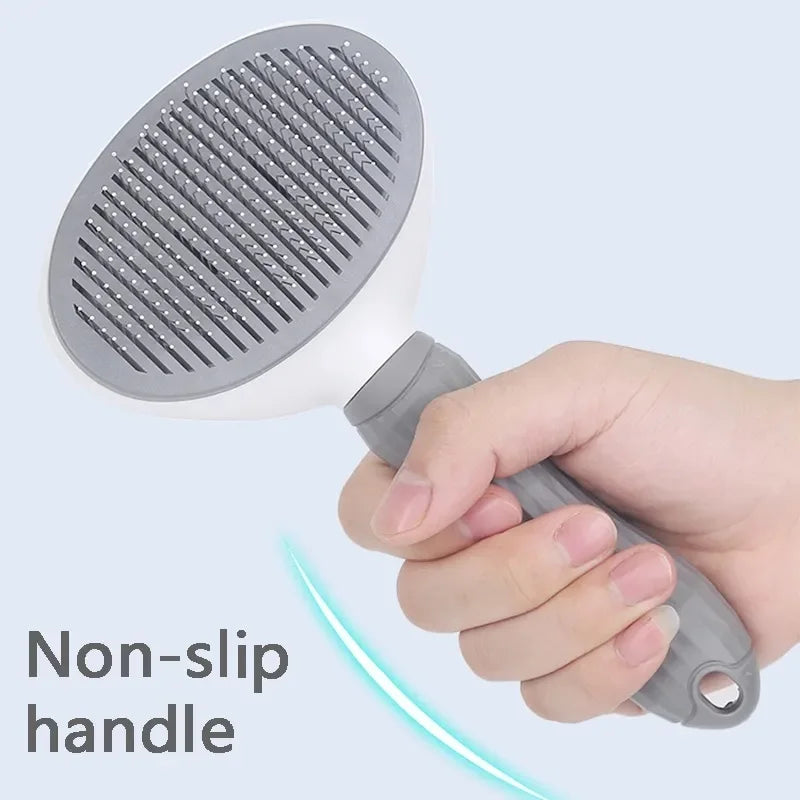 Slicker brush removing loose dog fur