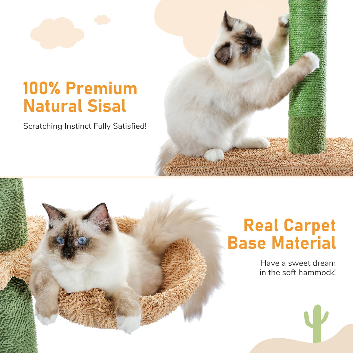 Floor to ceiling cactus cat tree for indoor cats