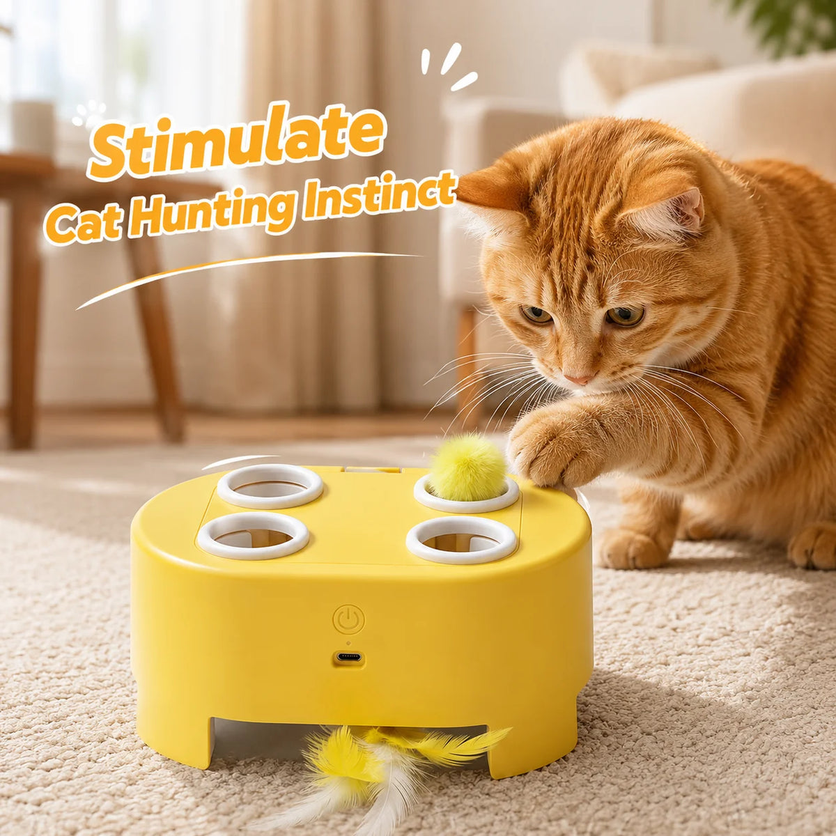 Automatic whack-a-mole cat toy
