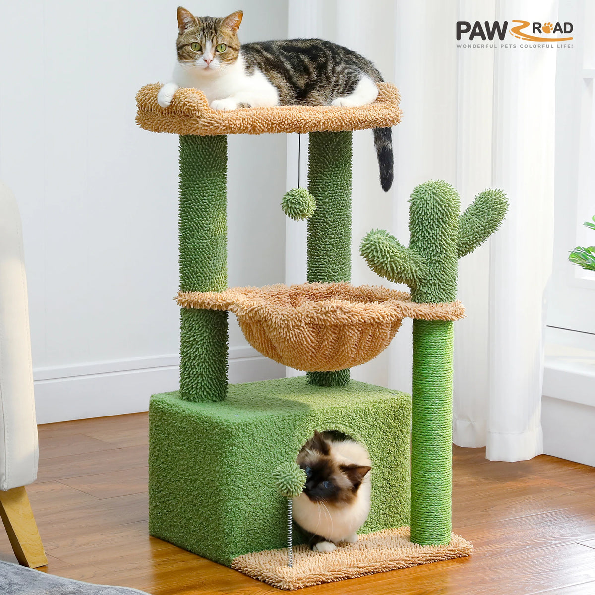4-in-1 small cat tree with sisal scratching posts