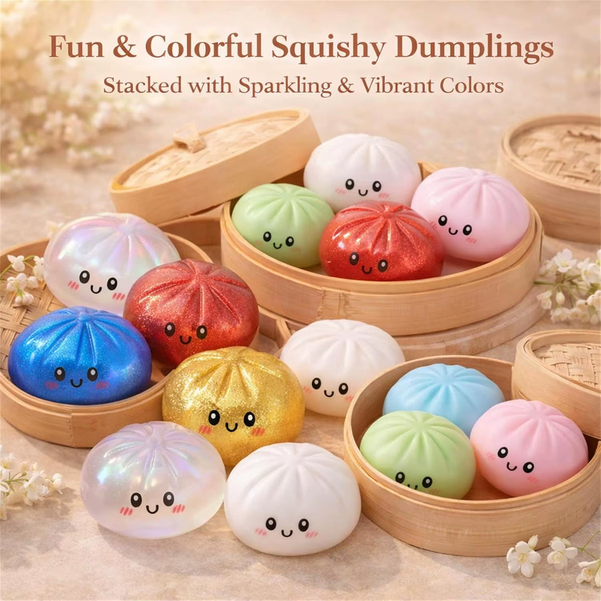 Glitter dumpling fidget toy designed for stress relief and relaxation