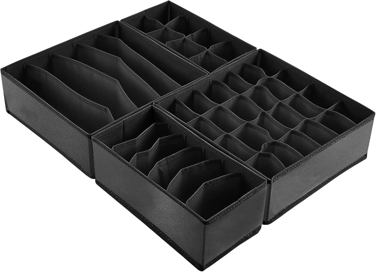 4 Pcs Underwear Drawer Organizers Divider, Closet Socks Organizer and Storage Boxes for Lingerie, Bra, Undies