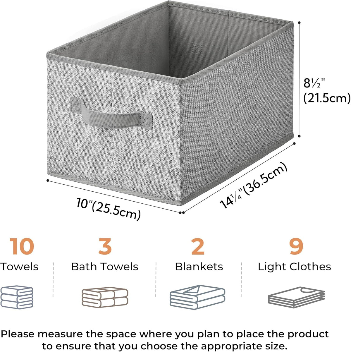 3-Pack Large Fabric Storage Bins with Handles, Collapsible Storage Boxes for Shelves & Closet Organization, Gray