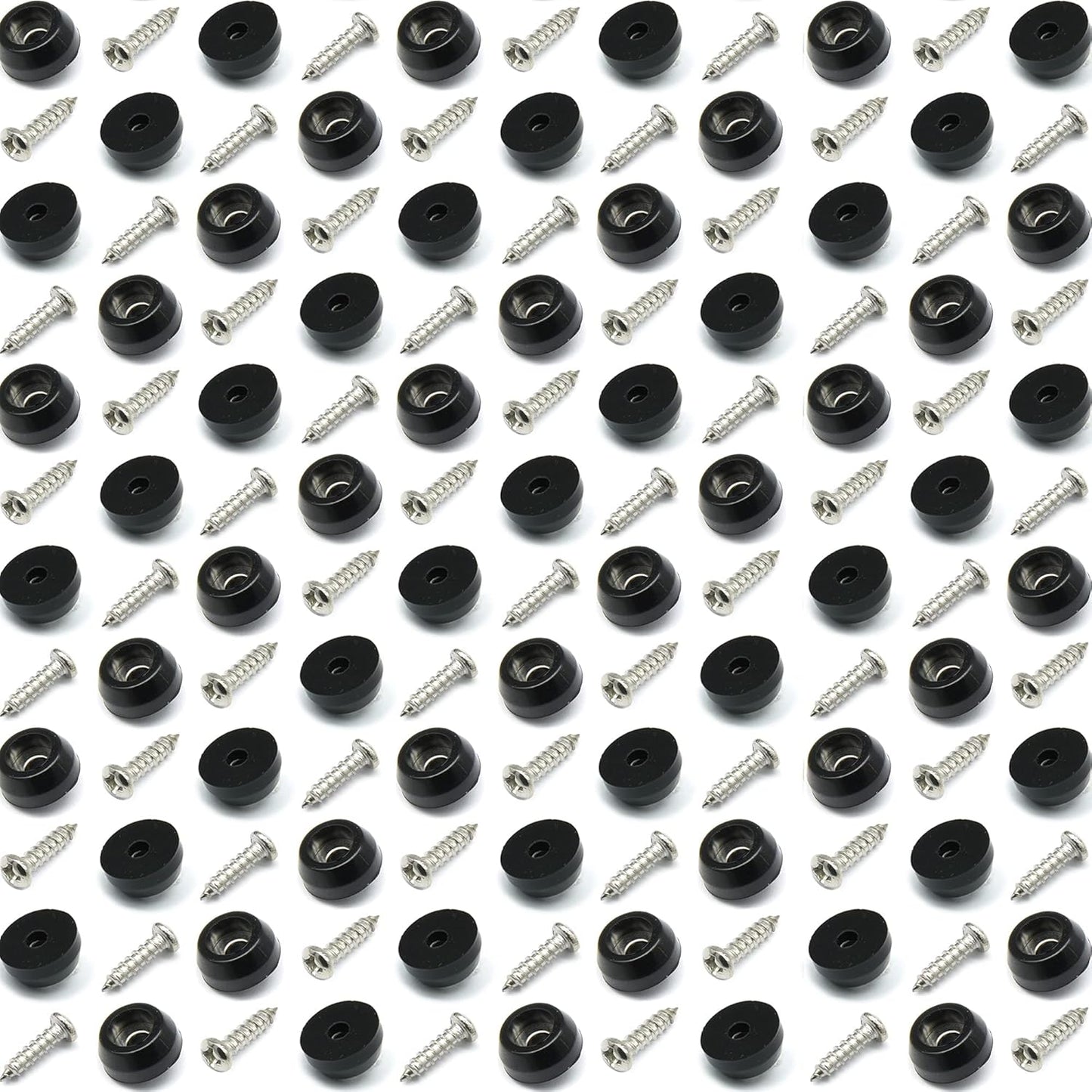 Cutting Board Feet with Stainless Screws, Black round Non Slip Rubber Feet for Cutting Board, Furnitrue & Electronics, 50 Pack