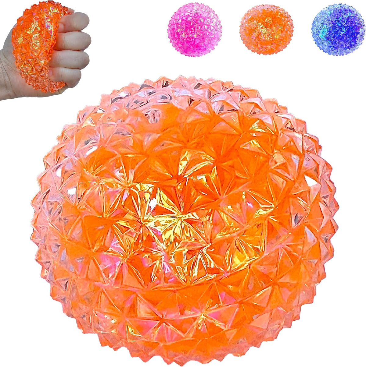 Glitter-filled diamond sensory toy designed for squeezing and everyday fidgeting