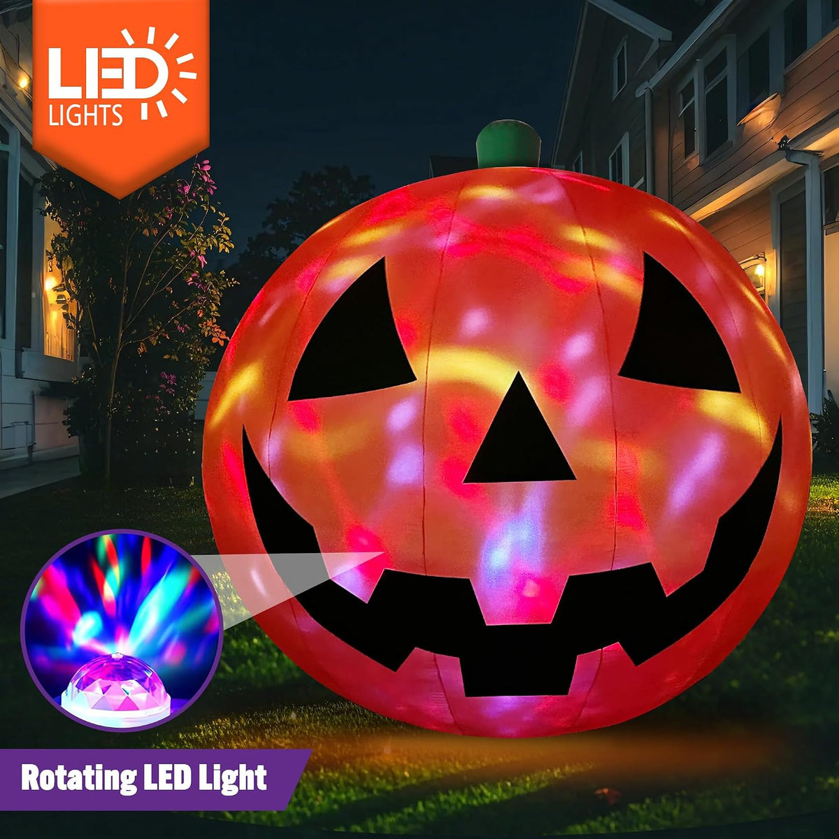 10 ft Halloween pumpkin inflatable with rotating LED lights