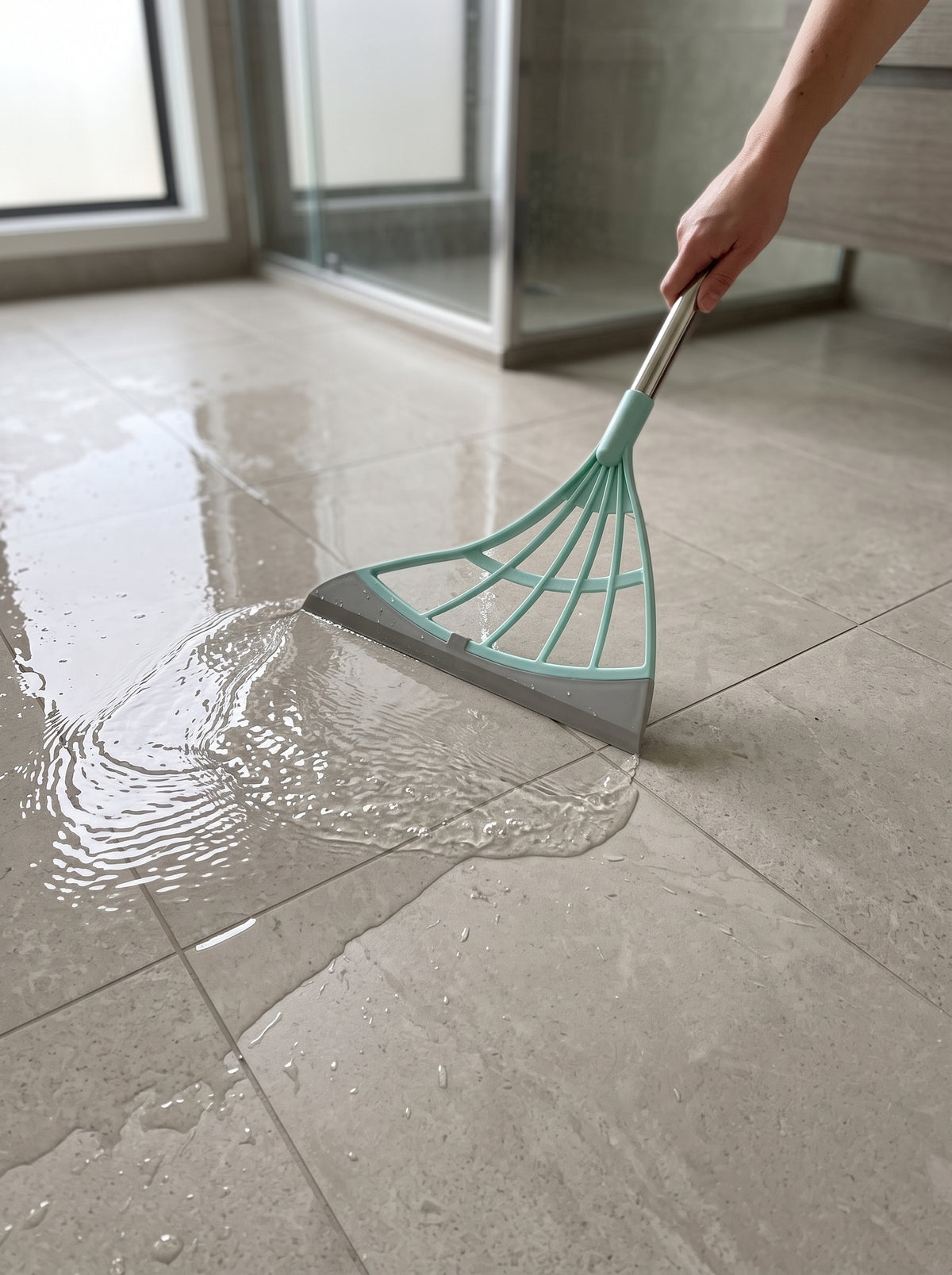 Silicone Rubber Broom with Squeegee – 3-in-1 Sweep, Scrape & Wipe