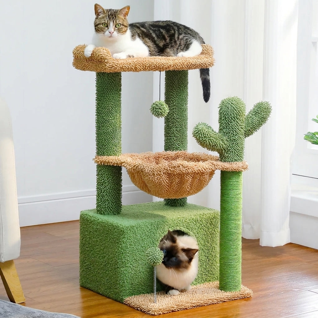 4-in-1 small cat tree with sisal scratching posts