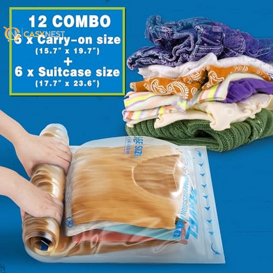 12 Compression Bags for Travel, Travel Essentials Compression Bags, Vacuum