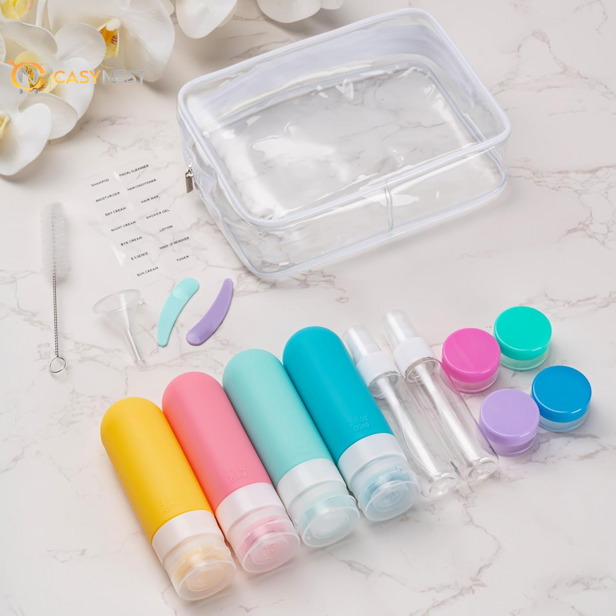 16-Pack Travel Toiletry Bottles – TSA Approved Leakproof 3oz Squeezable Silicone Containers for Shampoo, Conditioner & Liquids