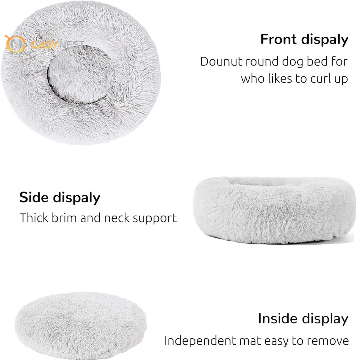 Calming Donut Cuddler Dog Bed – Medium & Large, 30"