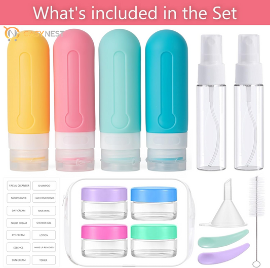 16-Pack Travel Toiletry Bottles – TSA Approved Leakproof 3oz Squeezable Silicone Containers for Shampoo, Conditioner & Liquids
