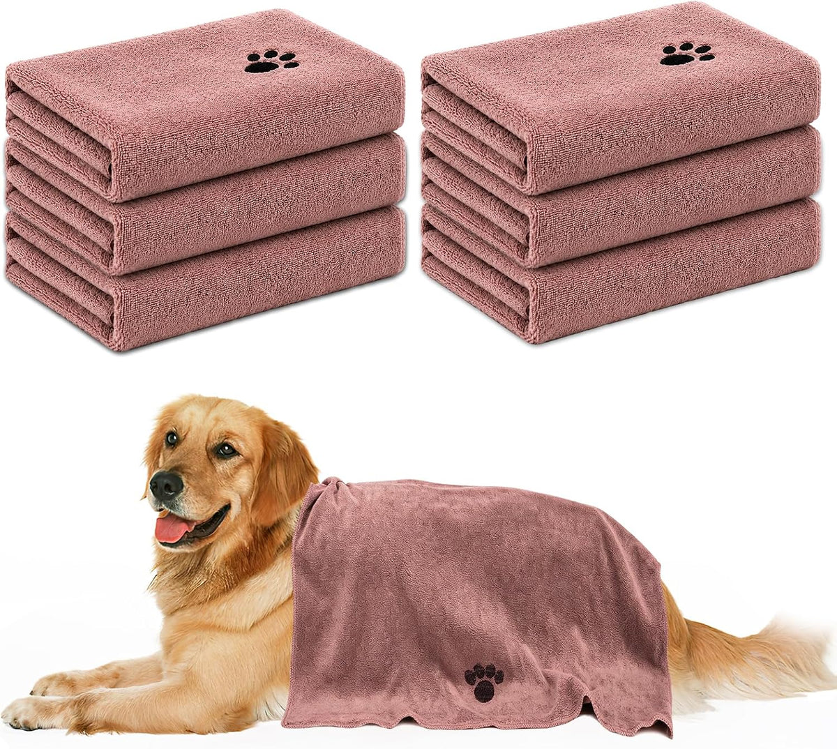 Brown microfiber dog towel for pet bath drying