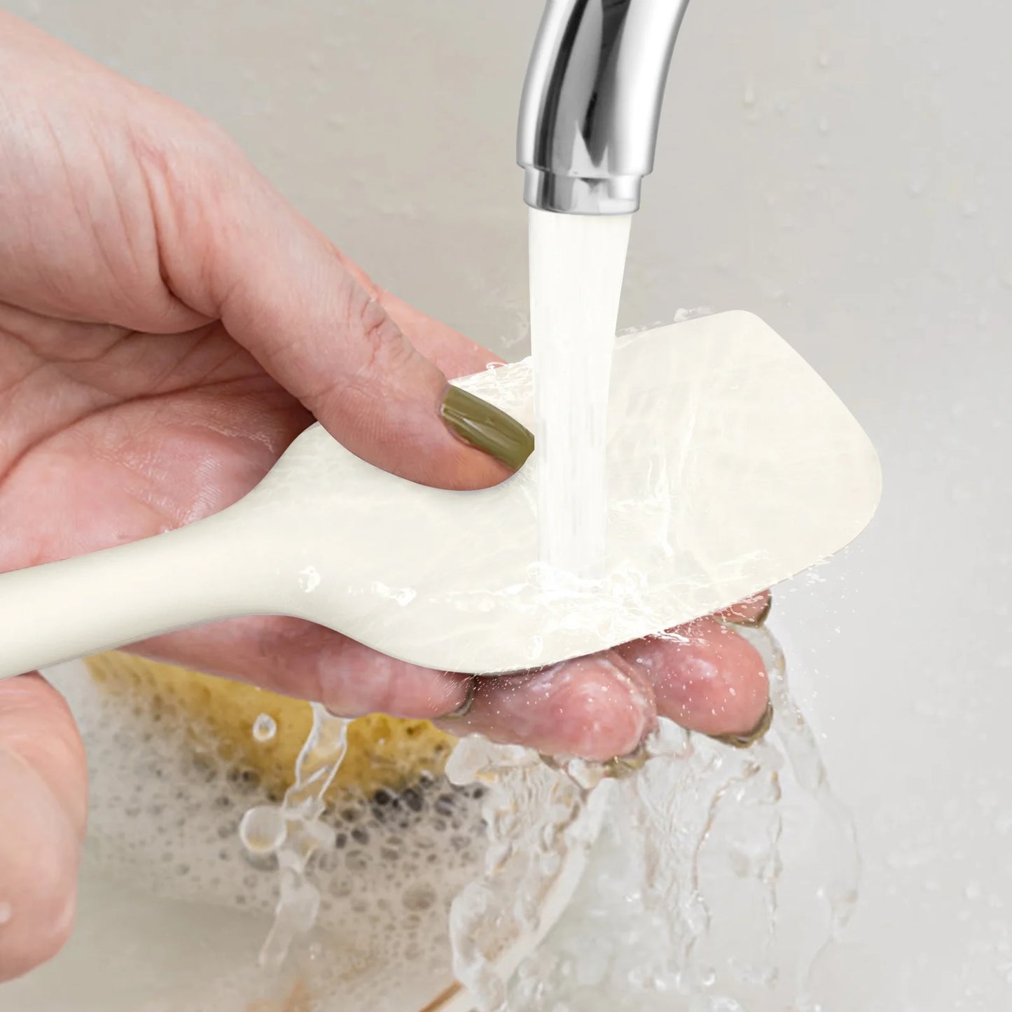 Silicone Kitchen Utensil Set, 600°F Heat Resistant Tools for Nonstick Cookware – Spatula, Spoon, Whisk, Tongs, Dishwasher Safe, BPA-Free (Cream White)