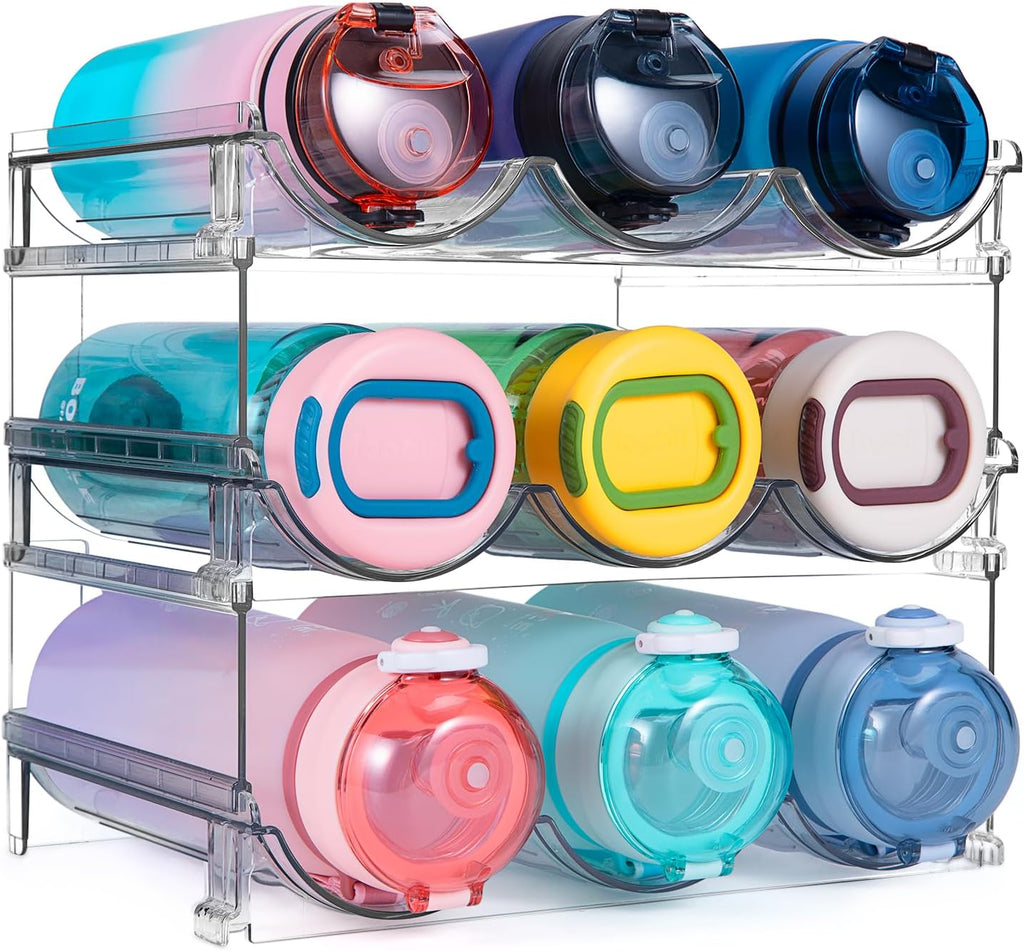 Water Bottle Organizer for Cabinet, 2 Packs Water Bottle Storage Rack, Water Bottle Holder for Cabinet