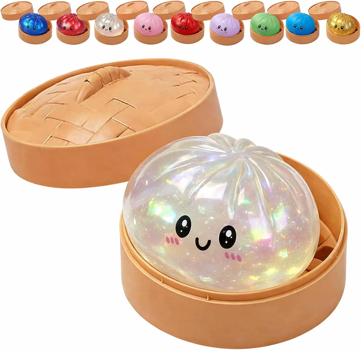 Soft colorful dumpling squeeze toy for stress relief and fidgeting