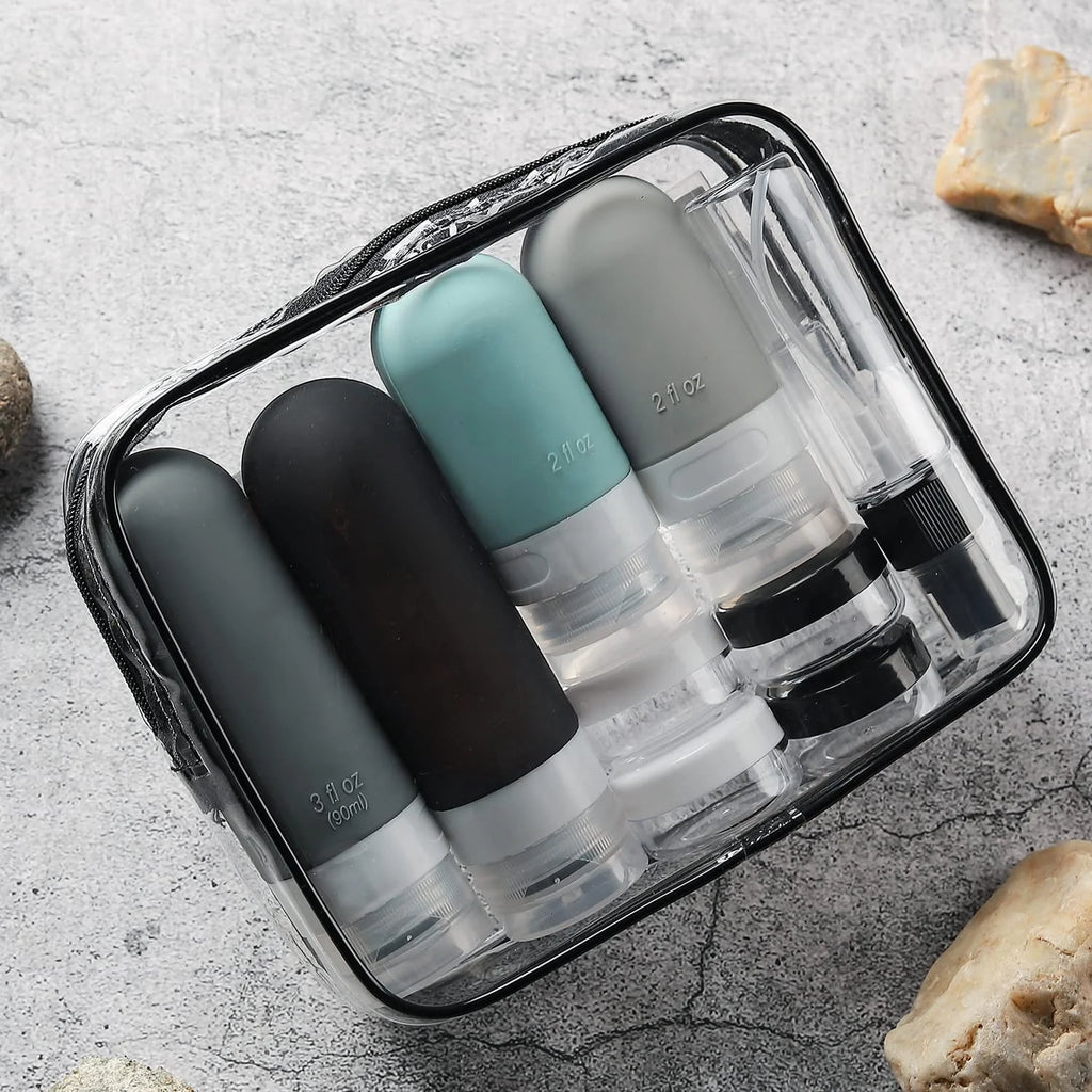 16 Pcs Travel Bottles for Toiletries, Leak Proof Refillable Travel Containers, Travel Essentials Silicone Toiletry Bottles (Grey)