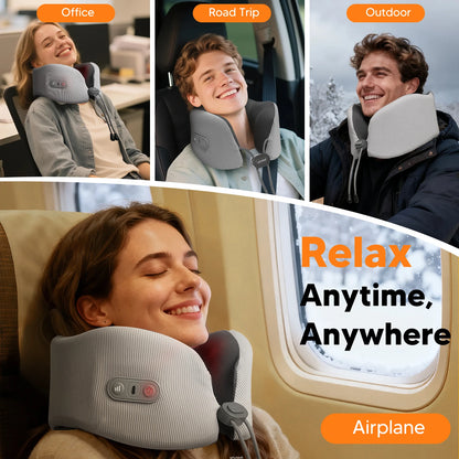 USB-C rechargeable heated neck pillow for flights and road trips