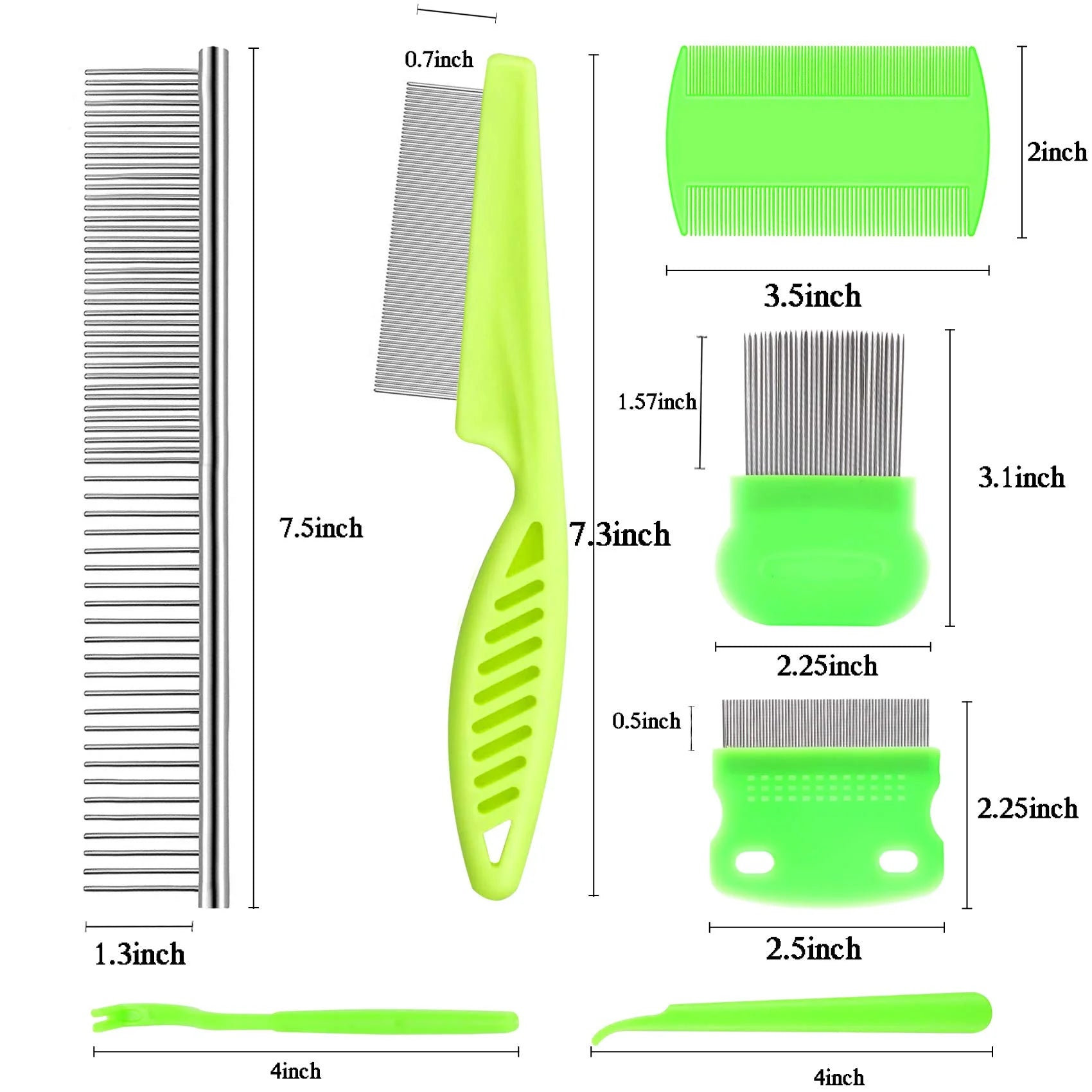 7 Pcs Pet Flea Lice Comb Dog Grooming Comb Stainless Steel Tick Combs Lice Remover Brush for Dog Cat