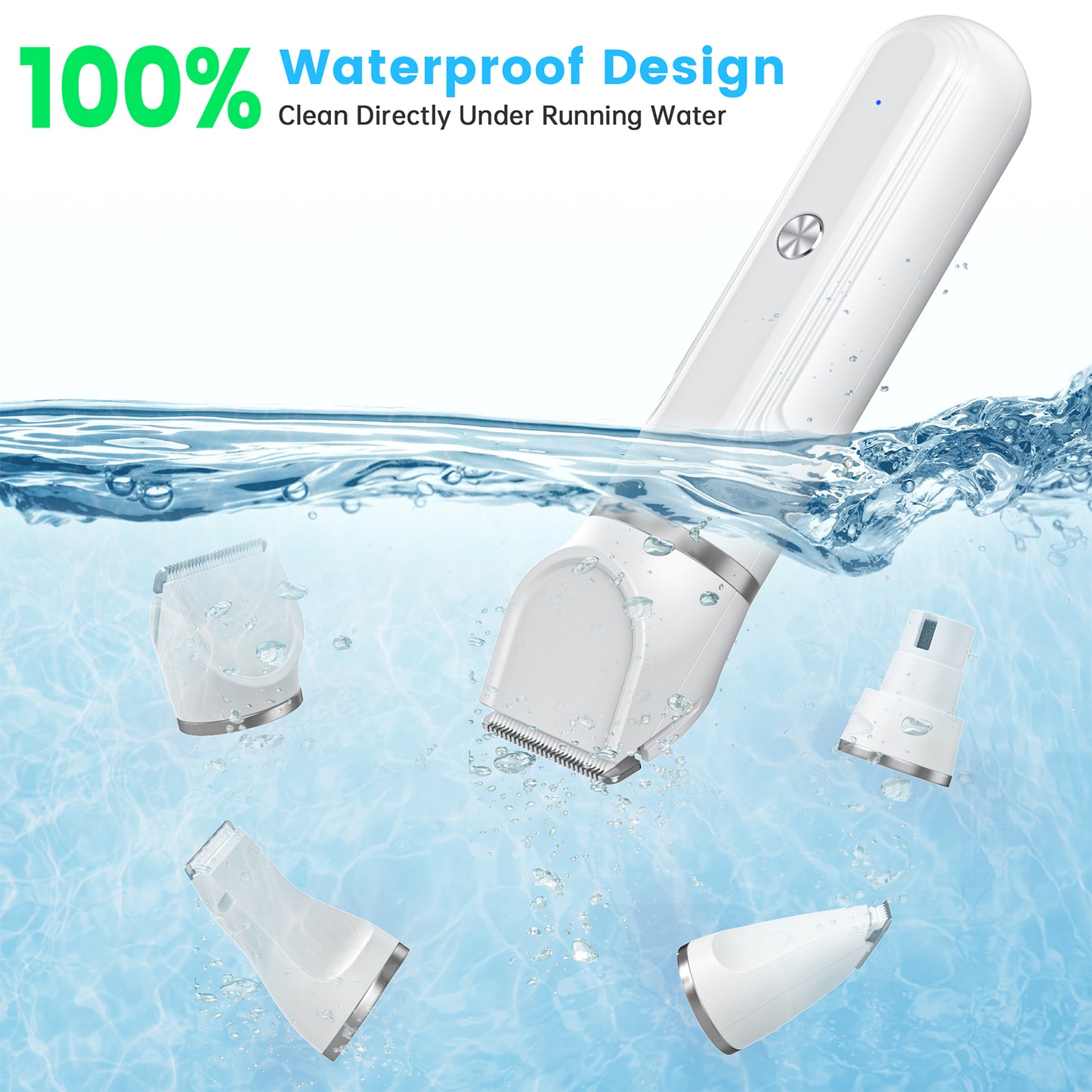 4-in-1 Cordless Pet Grooming Kit – Low-Noise Clippers & Nail Grinder for Dogs & Cats, Trims Hair on Paws, Face, Ears & Body