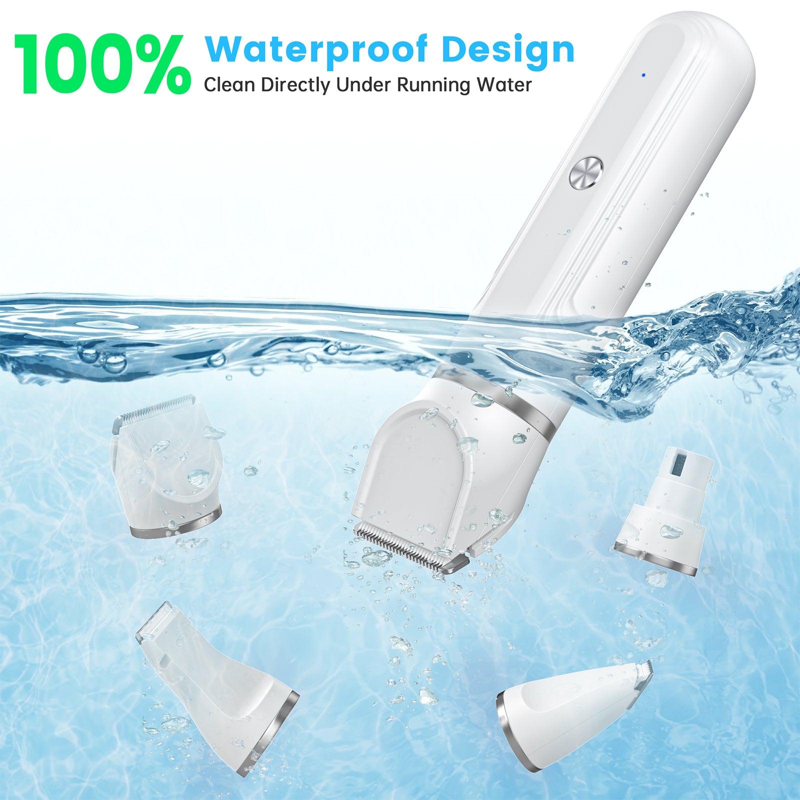 4-in-1 Cordless Pet Grooming Kit – Low-Noise Clippers & Nail Grinder for Dogs & Cats, Trims Hair on Paws, Face, Ears & Body