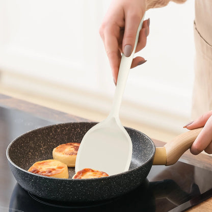 Silicone Kitchen Utensil Set, 600°F Heat Resistant Tools for Nonstick Cookware – Spatula, Spoon, Whisk, Tongs, Dishwasher Safe, BPA-Free (Cream White)