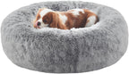 Donut Dog Bed for All Dogs Calming Plush Washable Round Bed 