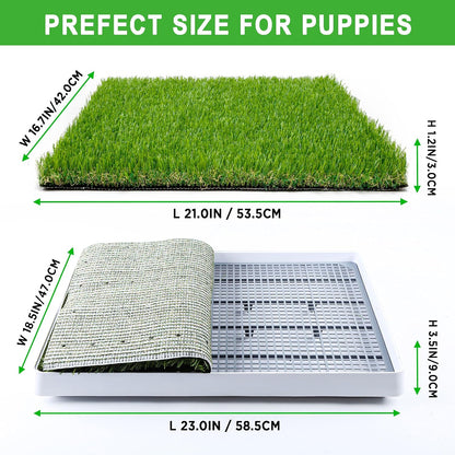 Realistic artificial grass dog potty pad with removable drainage tray