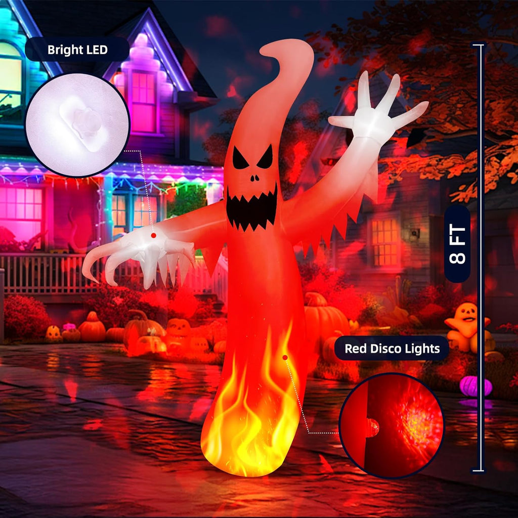 8 FT blow-up ghost Halloween decoration for outdoor lawn garden and yard display