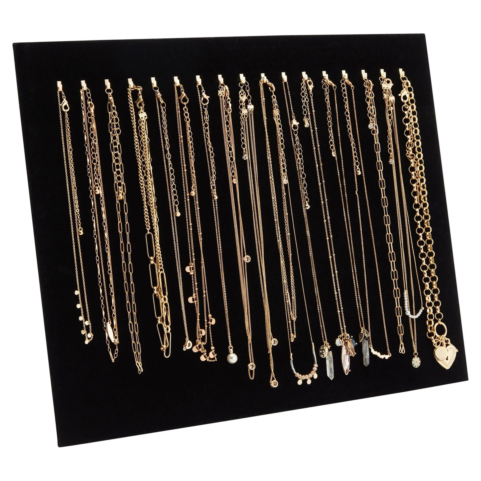 2-Pack Jewelry Display for Selling - Velvet Necklace Holder Stand, Organizer for Retail (17 Hooks, Black)