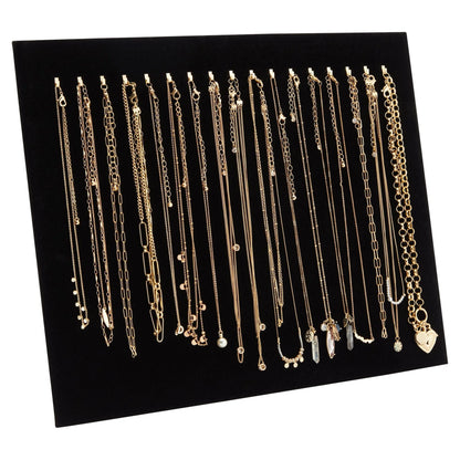2-Pack Jewelry Display for Selling - Velvet Necklace Holder Stand, Organizer for Retail (17 Hooks, Black)