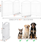 Folding Metal Dog Gate with Door, Freestanding Pet Fence