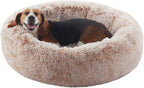 Donut Dog Bed for All Dogs Calming Plush Washable Round Bed 