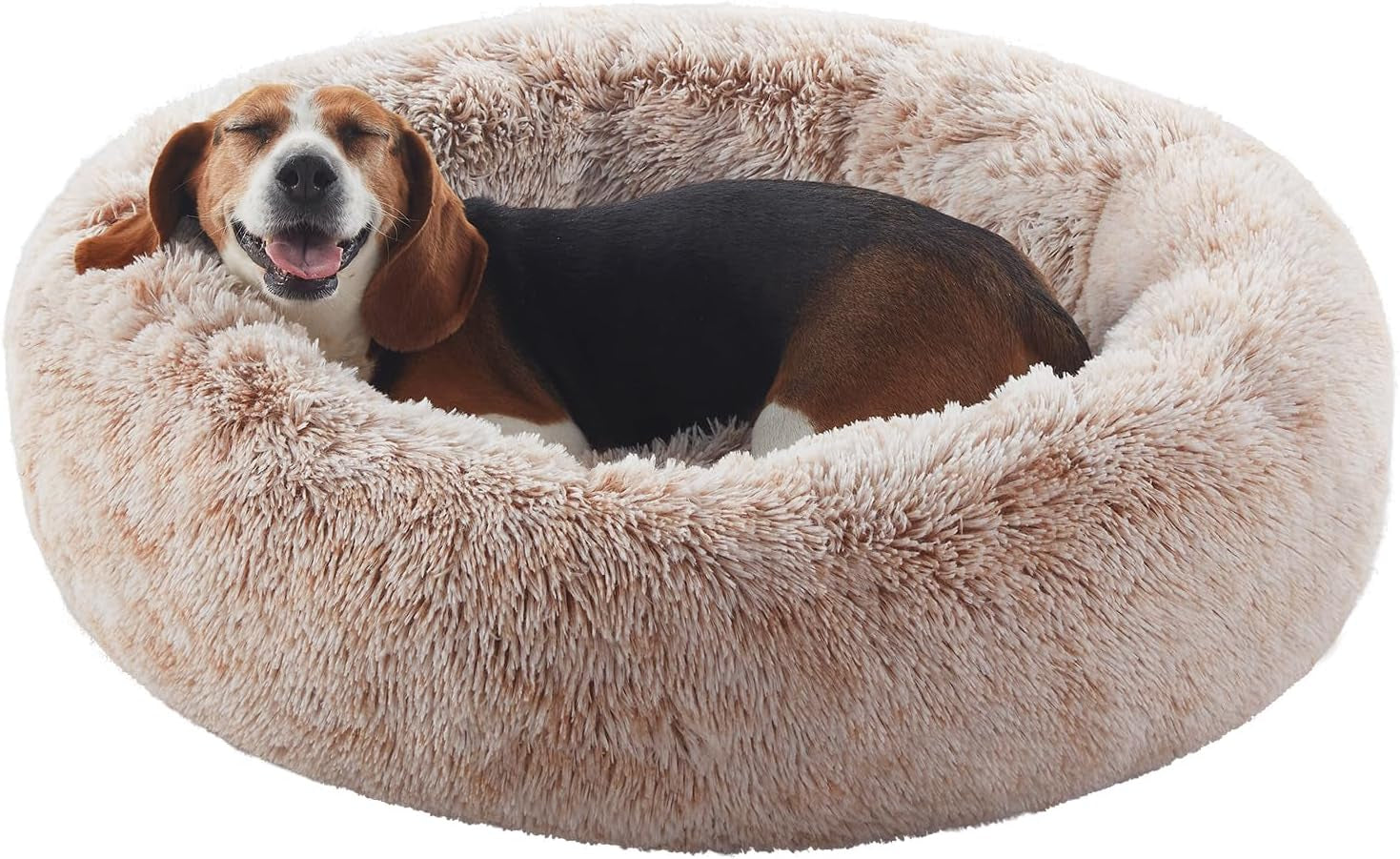 Donut Dog Bed for All Dogs Calming Plush Washable Round Bed 