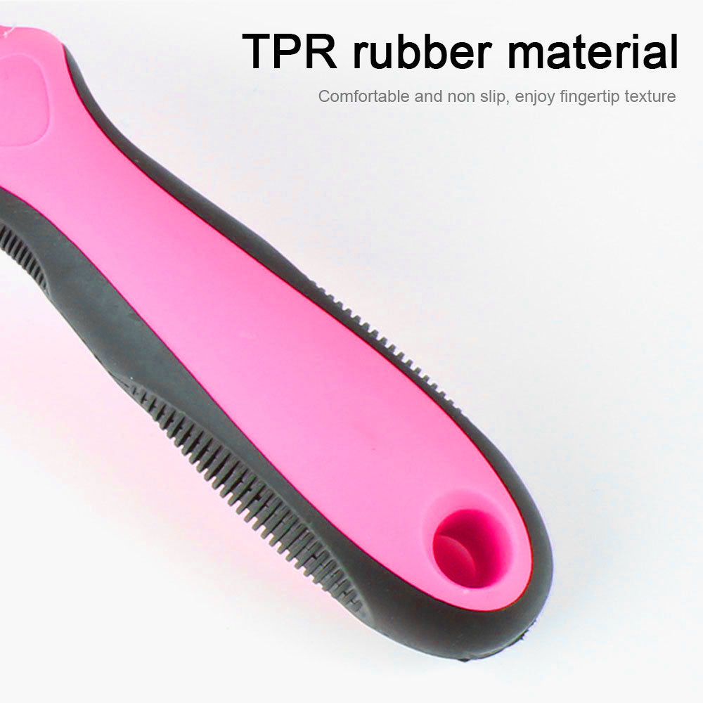 Double-Sided Pet Grooming Brush, Shedding & Dematting Undercoat Rake for Cats & Dogs, Extra Wide (Pink)
