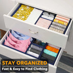 Drawer Organizer for Clothes, Dresser Drawer Organizer, 12 Pack, Black