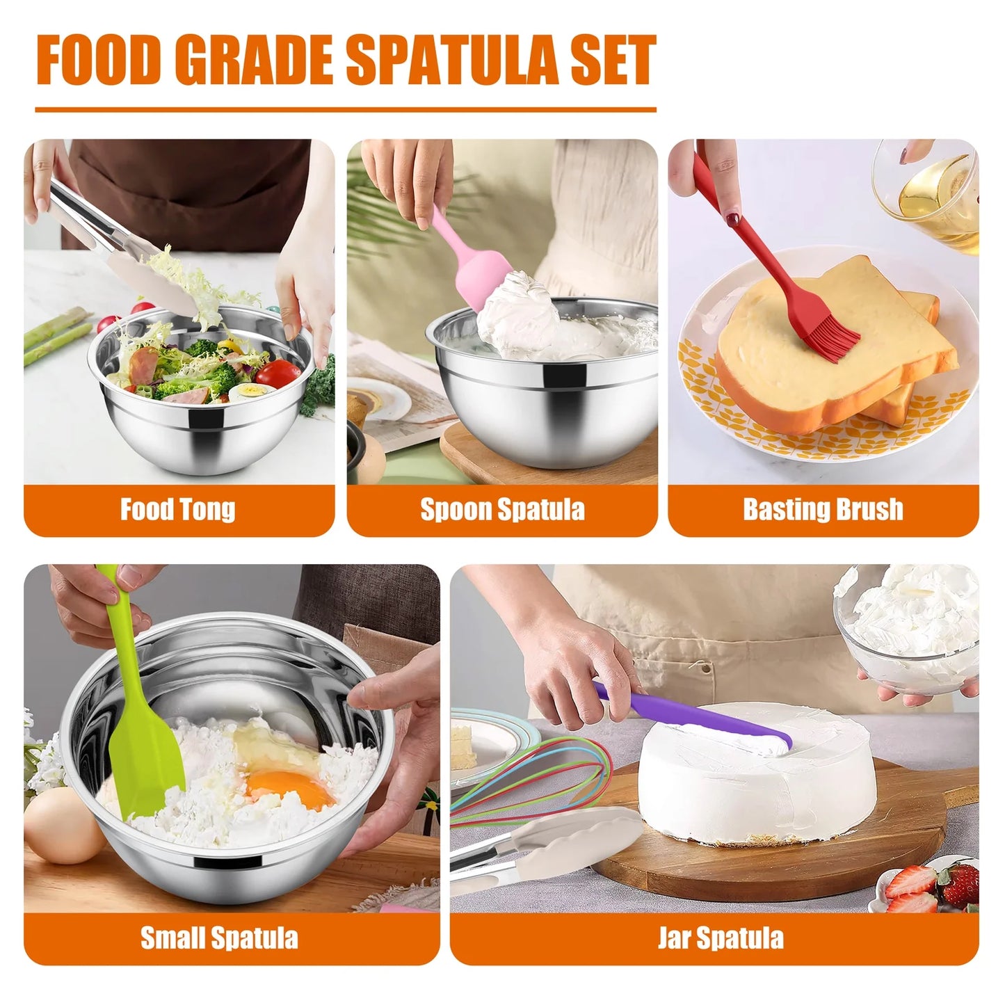 35-Piece Stainless Steel Nesting Mixing Bowl Set with Lids, 7 Sizes with 3 Graters & Kitchen Utensils for Mixing, Serving & Grating, Multi-Color