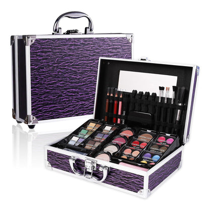 Makeup Kit for Teen Girls & Women, Full Beauty Train Case with Starter Cosmetic Set – Eyeshadow, Lip Gloss, Blush, Highlighter, Brushes & More (Purple)