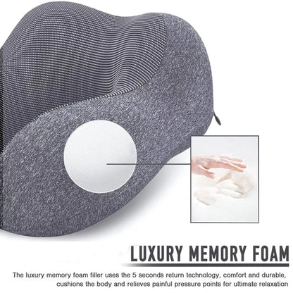 Memory Foam Travel Neck Pillow – U-Shaped Support with 3D Contoured Eye Mask, Earplugs & Travel Bag