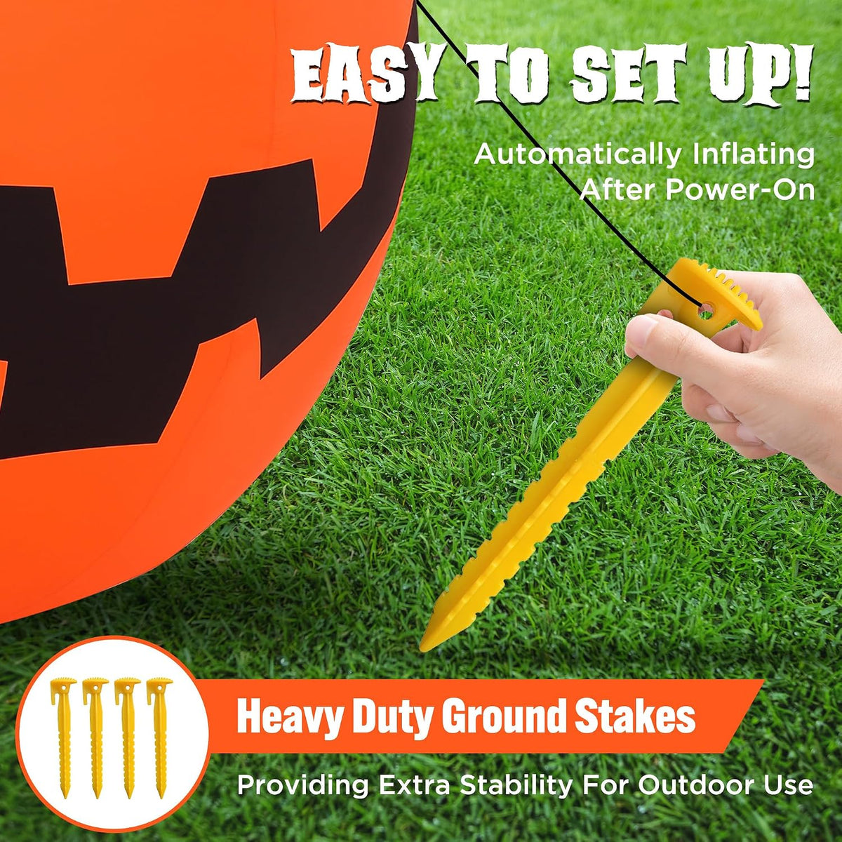 Waterproof 10 ft inflatable pumpkin for outdoor Halloween use