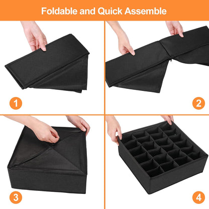 4 Pcs Underwear Drawer Organizers Divider, Closet Socks Organizer and Storage Boxes for Lingerie, Bra, Undies