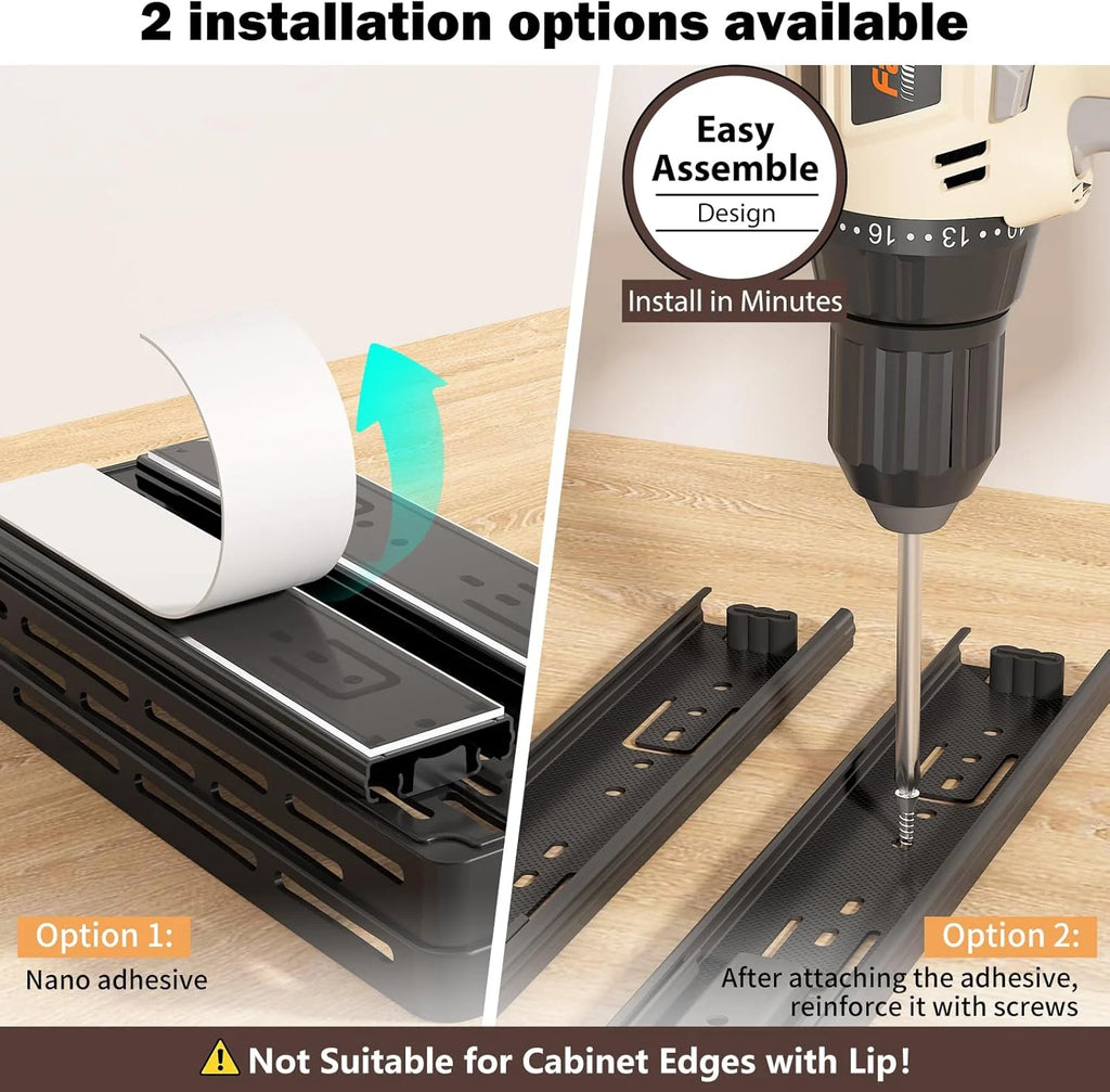3-Pack 2-Tier Pull-Out Spice Rack Organizer for Cabinets, Slide-Out Spice Storage, Each Tier Holds 10 Jars, Easy to Install (4.33" W x 10.4" D x 8.5" H)