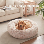 Donut Dog Bed for All Dogs Calming Plush Washable Round Bed 