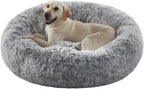 Donut Dog Bed for All Dogs Calming Plush Washable Round Bed 