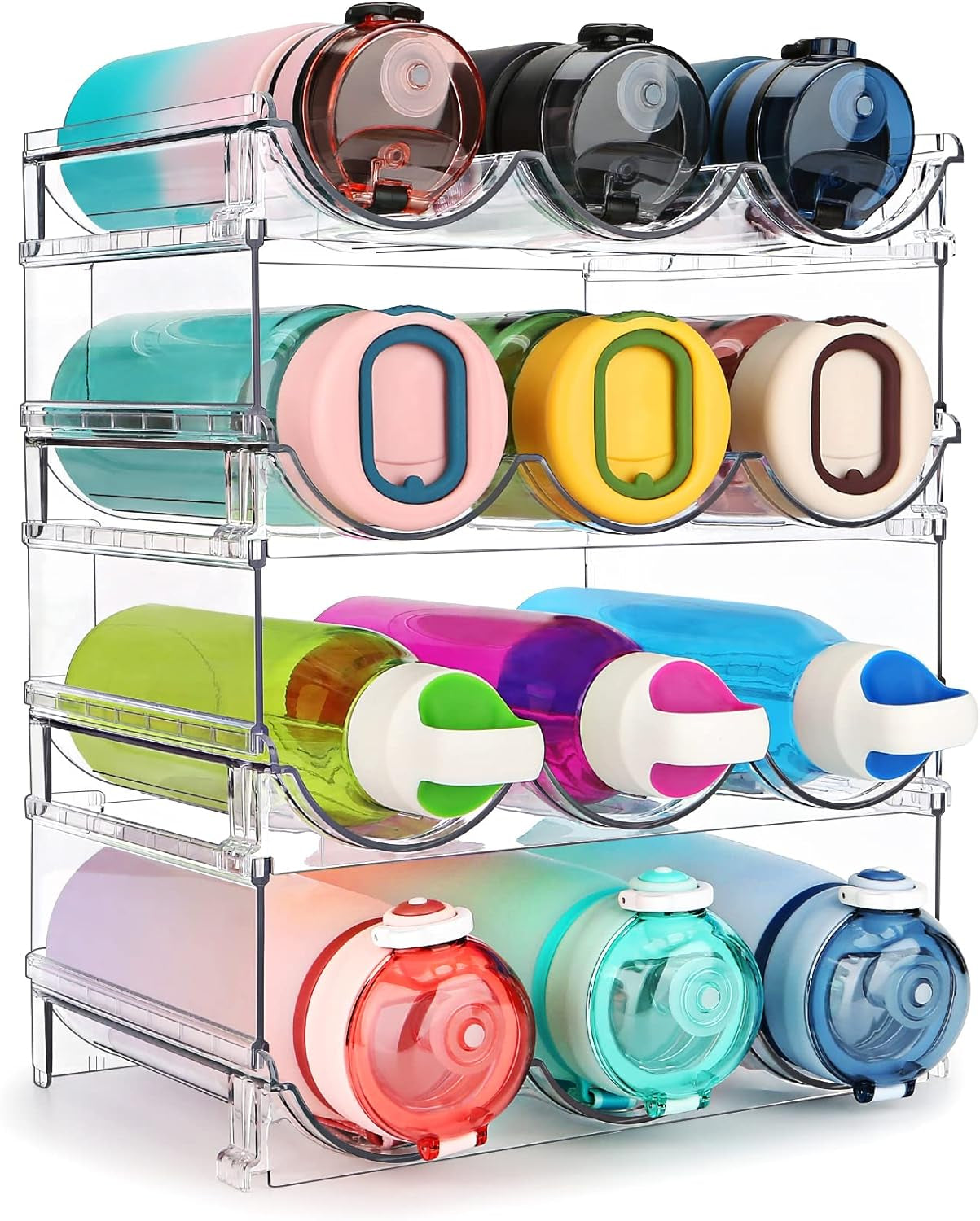 Water Bottle Organizer for Cabinet, 2 Packs Water Bottle Storage Rack, Water Bottle Holder for Cabinet
