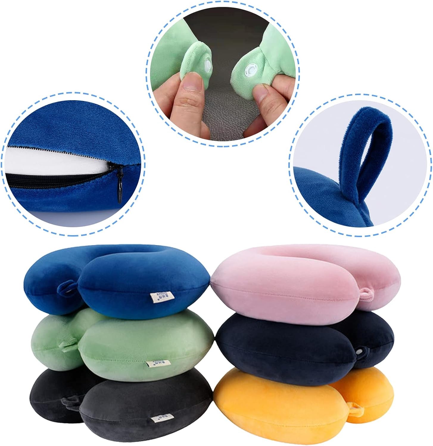Upgraded Travel Neck Pillow – 100% Memory Foam for Airplane, Flight Headrest & Sleep, Portable Plane Accessory