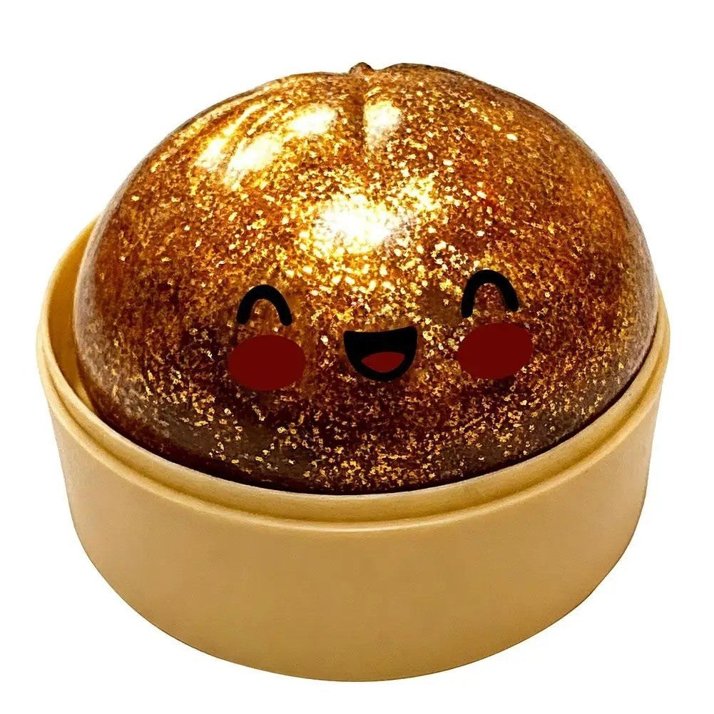Portable glitter dumpling squishy for fidgeting at home, school, or work