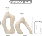 White Ceramic Decorative Vases Set of 2 Modern Home Decor
