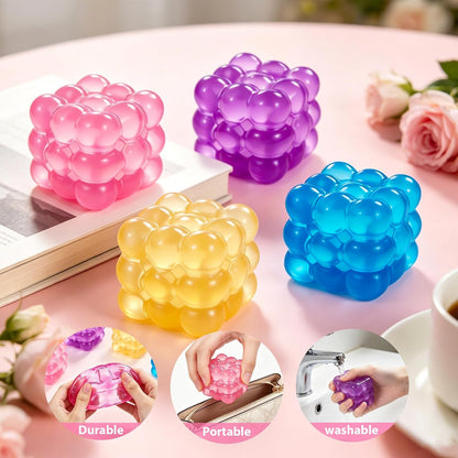 Purple squishy fidget cube designed for relaxing hand muscles
